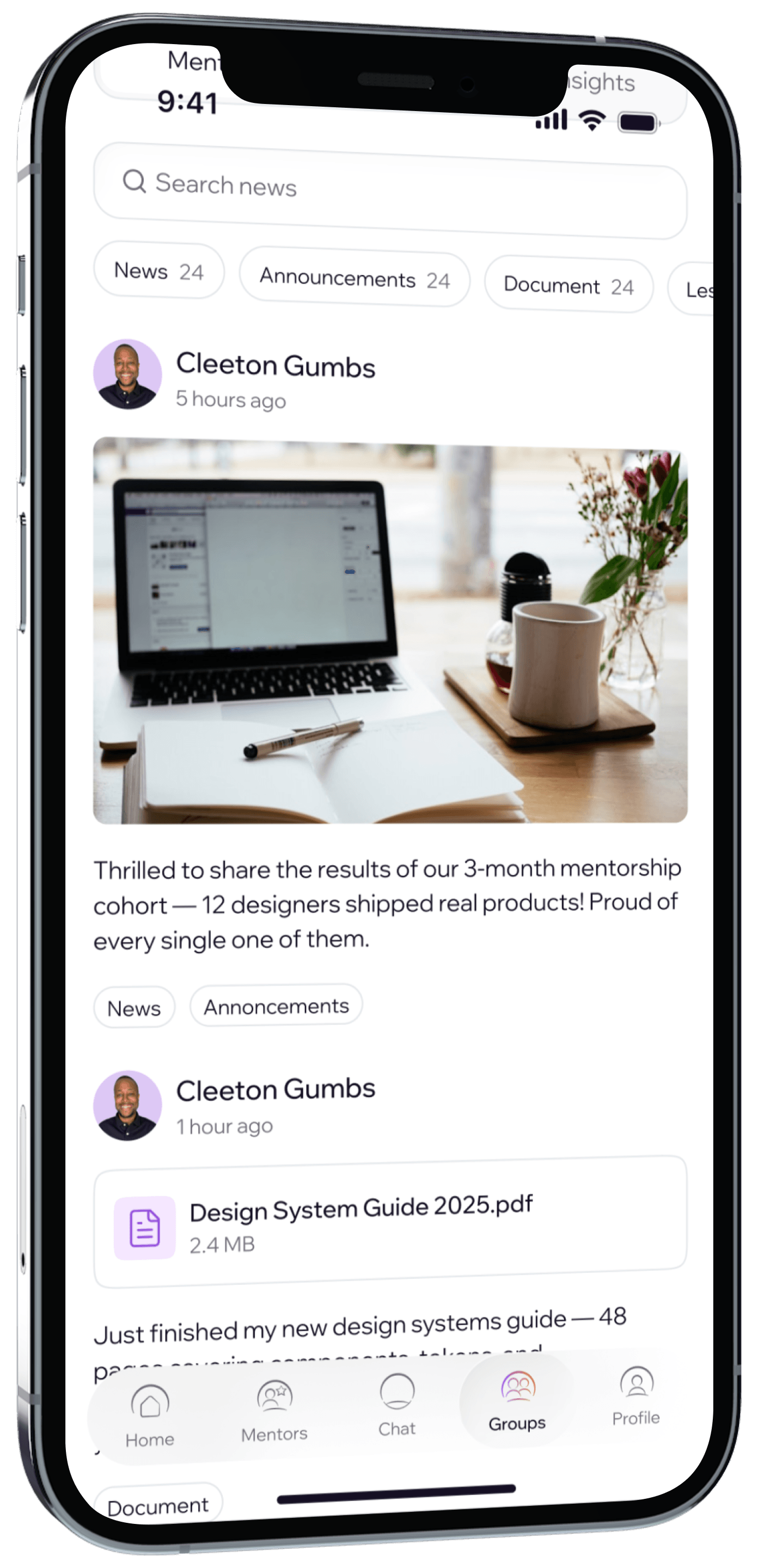 Ghaleo's feed of posts from mentors.